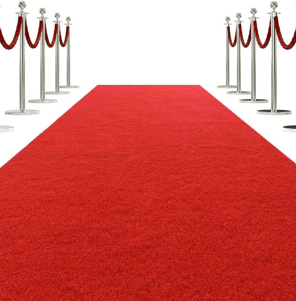 Socomf 3x10 ft Bright Red Carpet Runner for Party