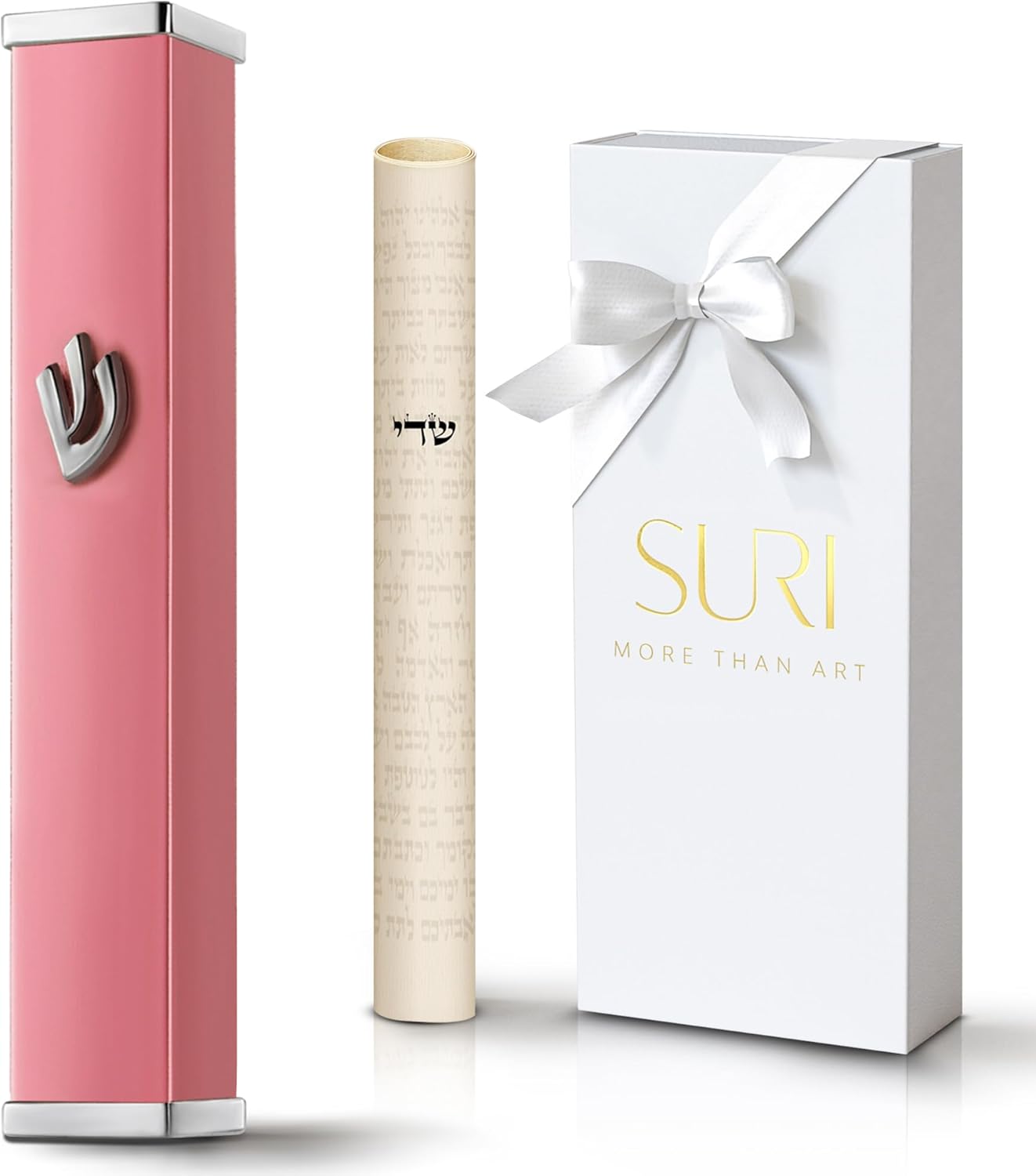 SURI Mezuzah Door Mount with Adhesive Scroll Case