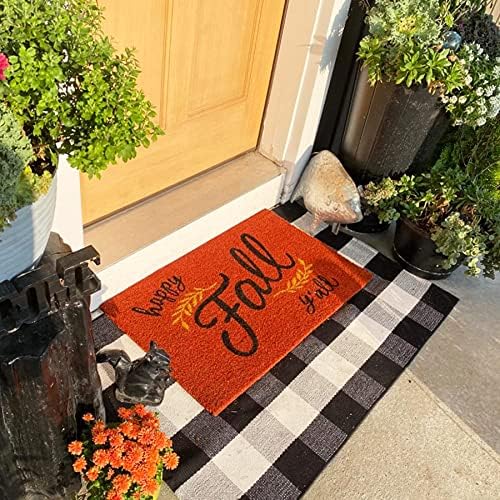 SEEKSEE Thick Cotton Buffalo Plaid Rug 275x43 Black and White Checked