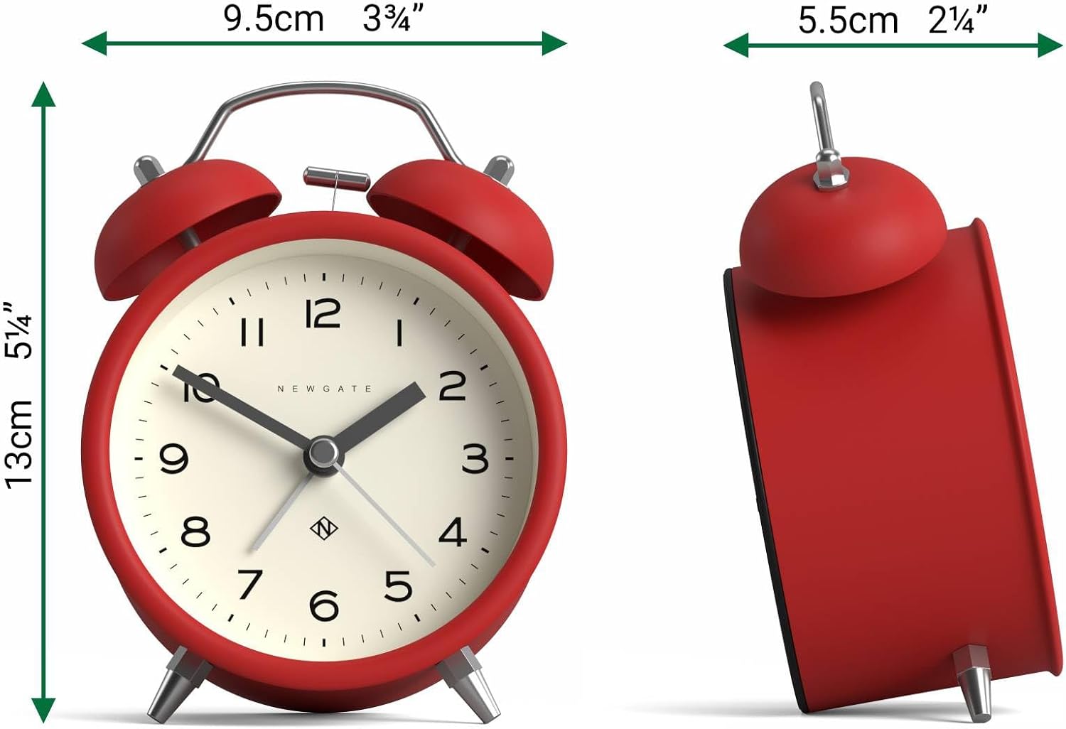NEWGATE Charlie Bell Echo Alarm Clock Red Modern Retro Design