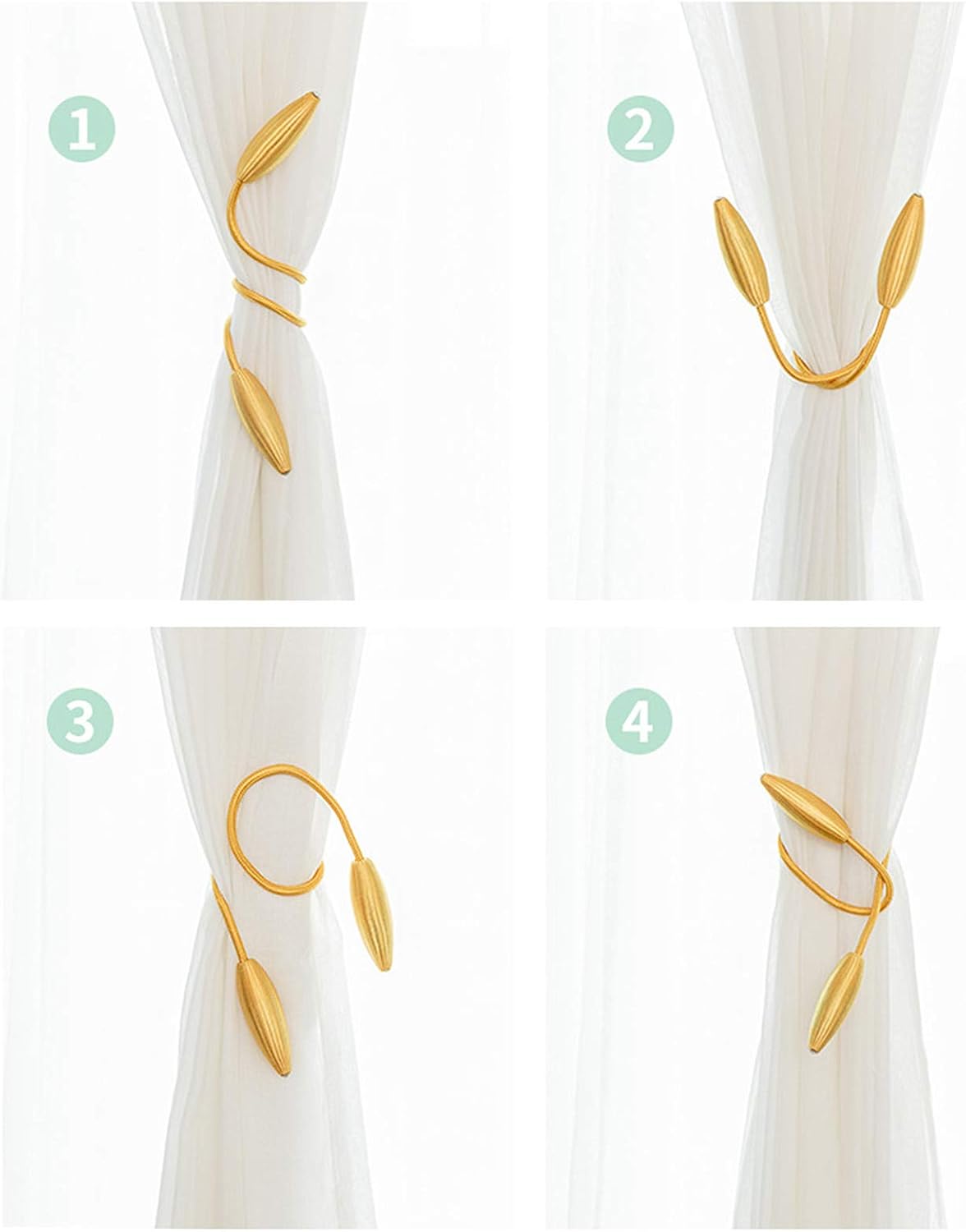 2-Pack Curtain Holdbacks White Modern Tiebacks
