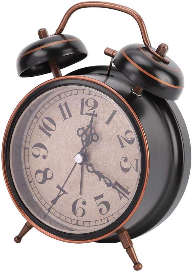4 Inch Retro Mechanical Alarm Clock with Night Light and Twin Bell