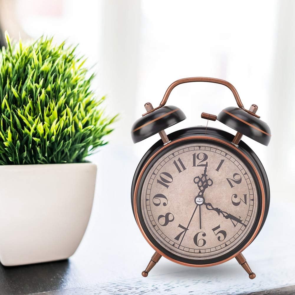 Tbest Double Clock with Night Light and Retro Design