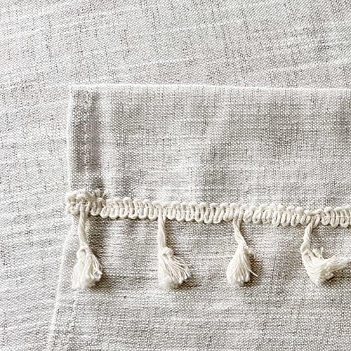 Boho Tassel Kitchen Curtains 2 Panels Natural 36 Inch Length