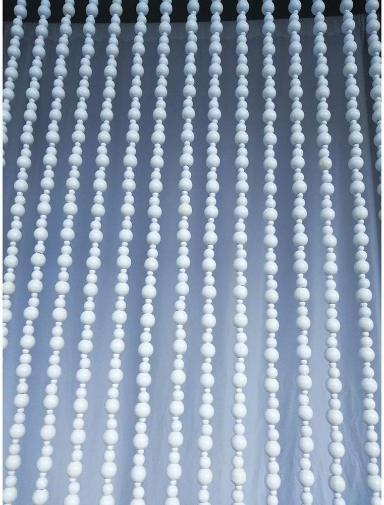 OKUOKA White Wood Beaded Door Curtain - 23 Strands