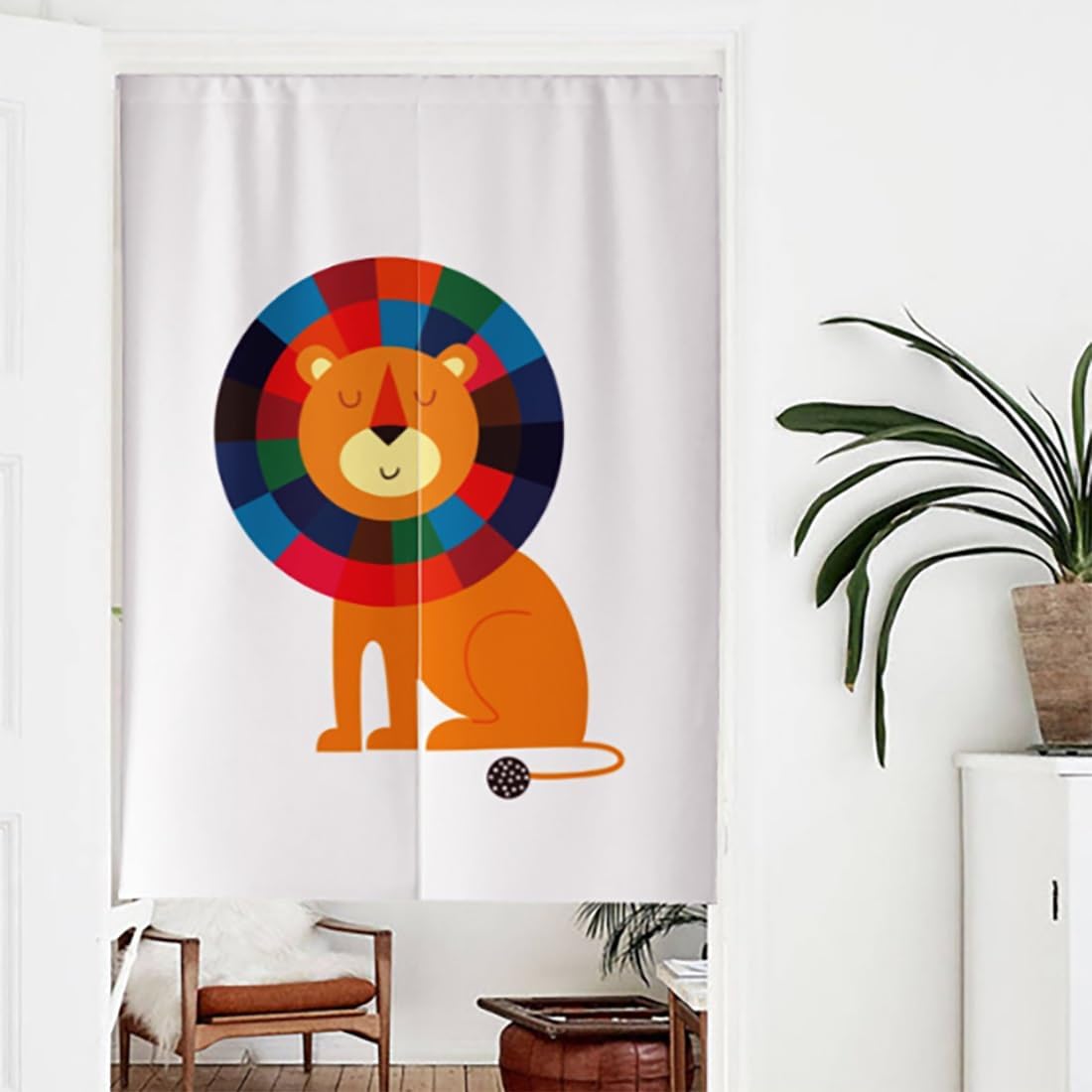 Jidanmian Noren Japanese Animal Door Curtain - Cotton Linen 80x90cm