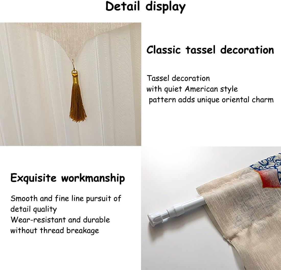 Chinese Lotus Door Curtain with Tassel Telescopic Rod Flexible and Thin