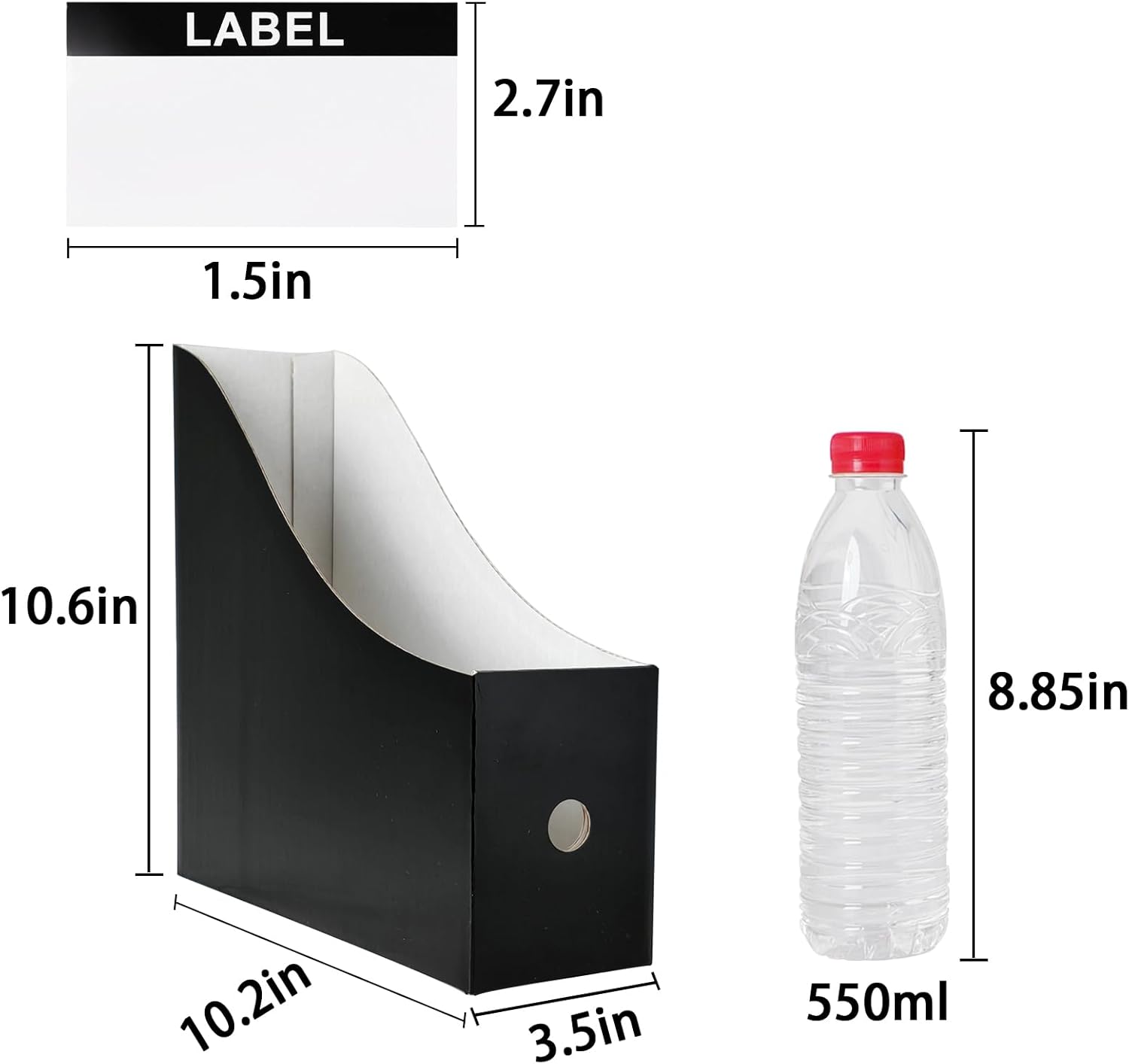 24 Pack Black Cardboard Magazine Holder Sturdy Book Bins for Classroom Library