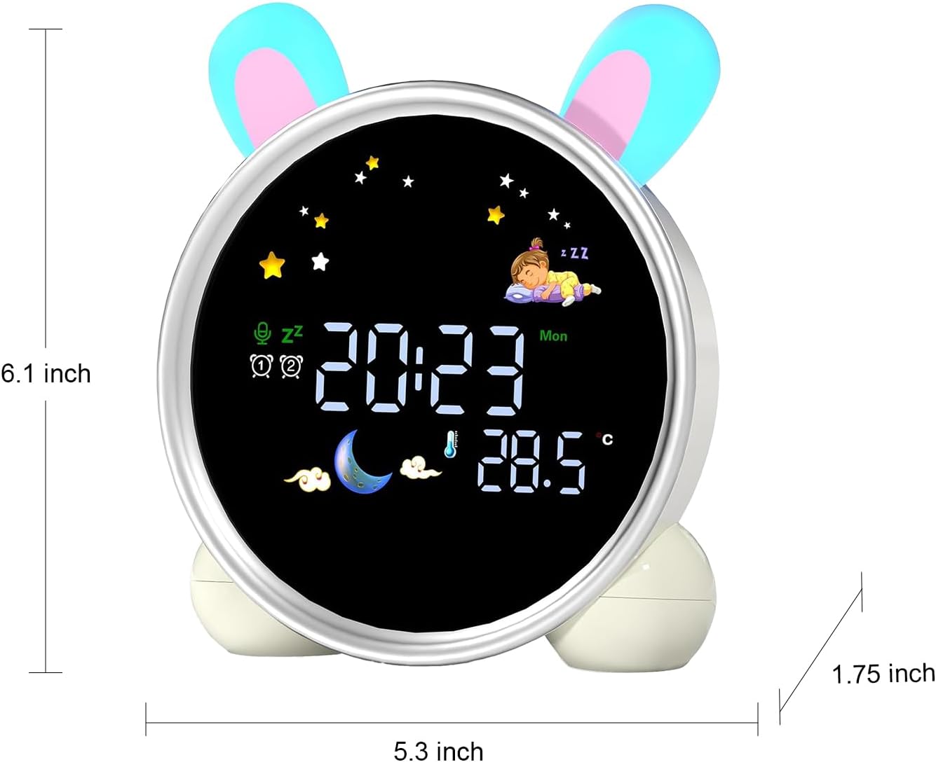 Kids Alarm Clock with Night Light and Sleep Training Rabbit