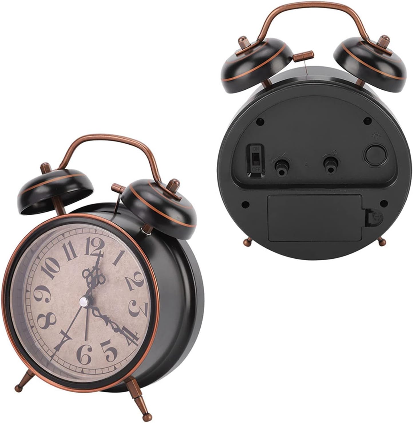 Tbest Double Clock with Night Light and Retro Design