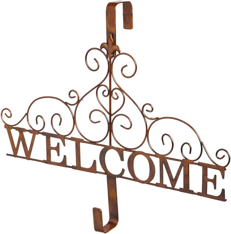 Evergreen Garden Rustic Bronze Welcome Wreath Holder 18x15 Inches