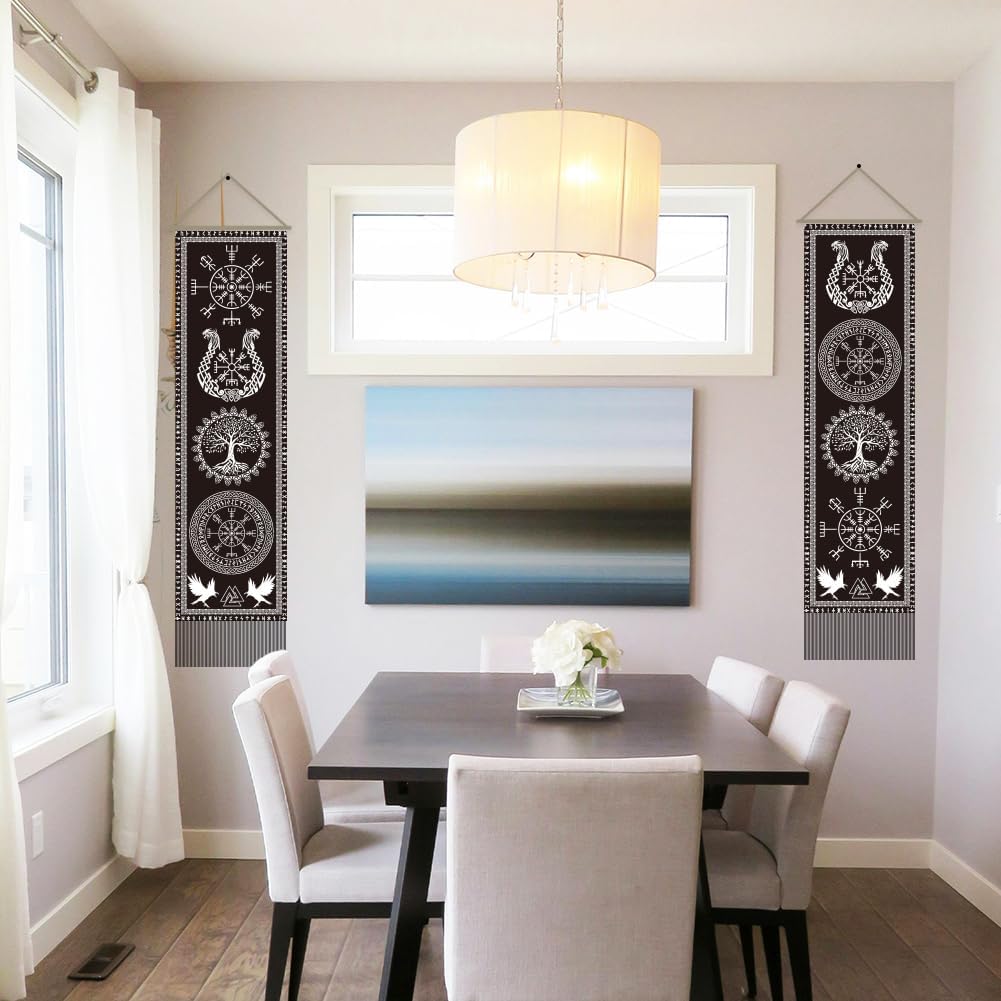 AHANDMAKER 2pcs Viking Symbol Tapestry Wall Hanging