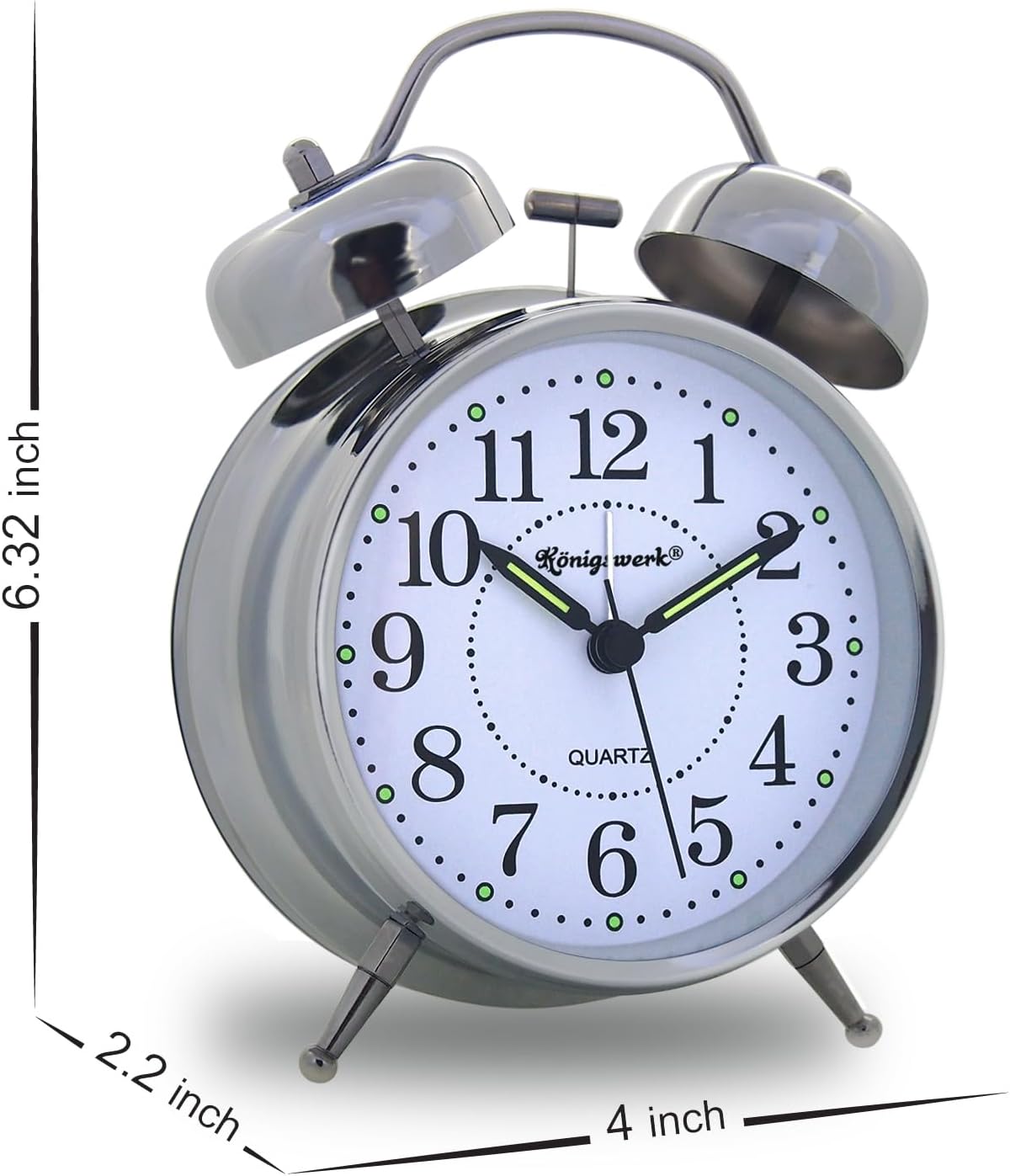 Loud Bell Alarm Clock with Night Light and Analog Display