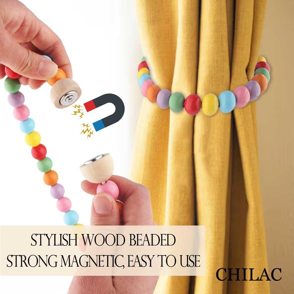 Colorful Beaded Curtain Tiebacks with Magnetic Hook
