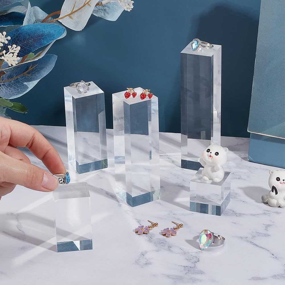 BENECREAT 5pcs Clear Acrylic Display Blocks for Jewelry and Gemstone Display