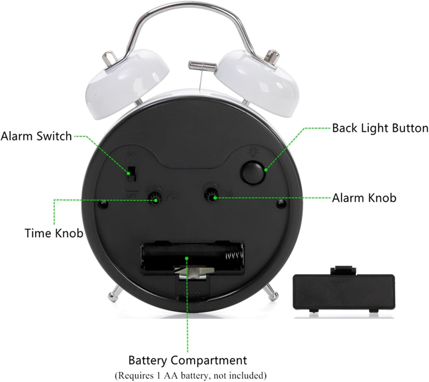 2 Pack Twin Bell Alarm Clock with Backlight