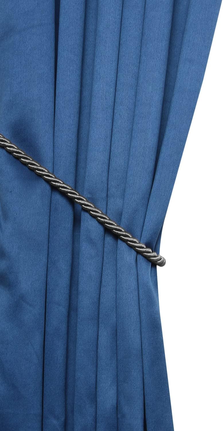 2 Pack Charcoal Polyester Curtain Tiebacks