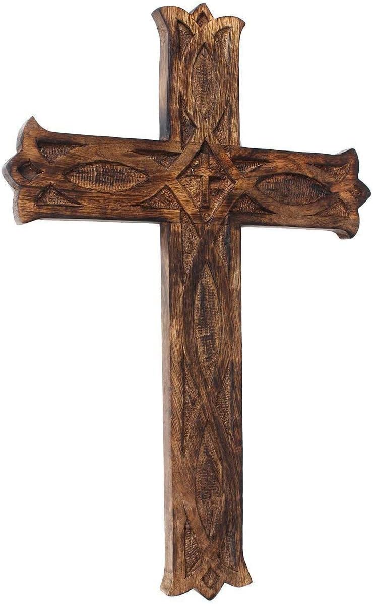 KSJONE 10 Inch Wooden Wall Hanging Cross Decor