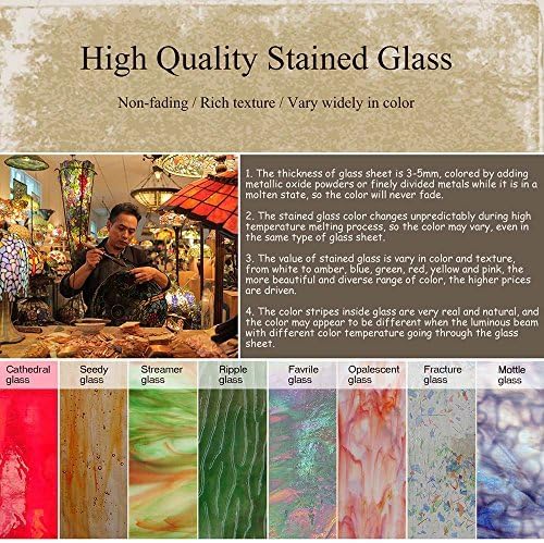 Bieye W10036 Forget-me-nots Stained Glass Panel