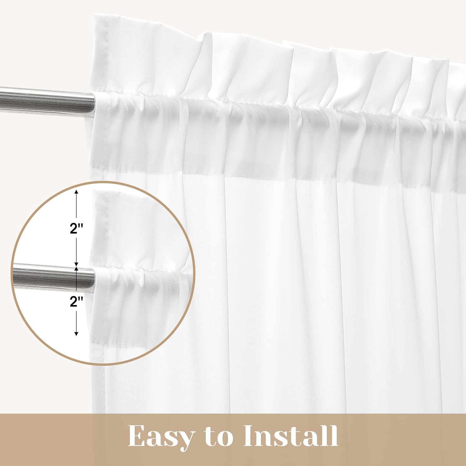 HOMEIDEAS Non-See-Through French Door Curtains Set of 2