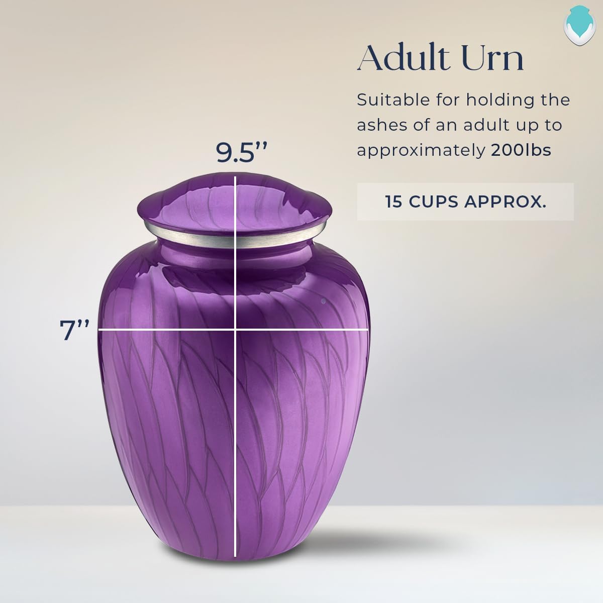 GetUrns - Adult Cremation Urn 200 Lbs Pearl Purple