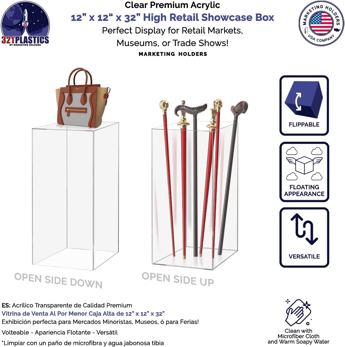 Clear Acrylic Display Cube Pedestal 12x12x32 Inch