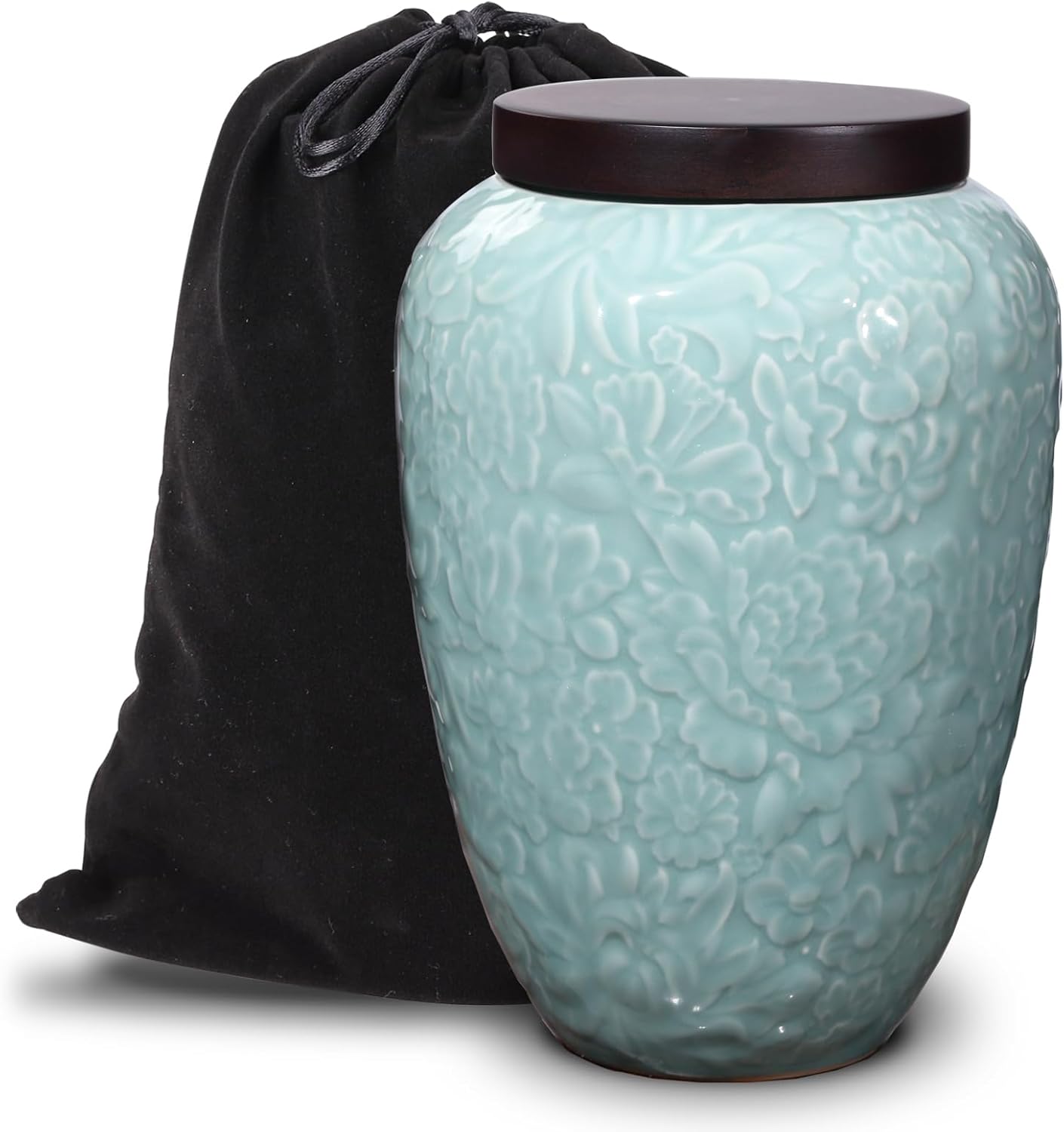 Elegant Floral Ceramic Urn for Ashes