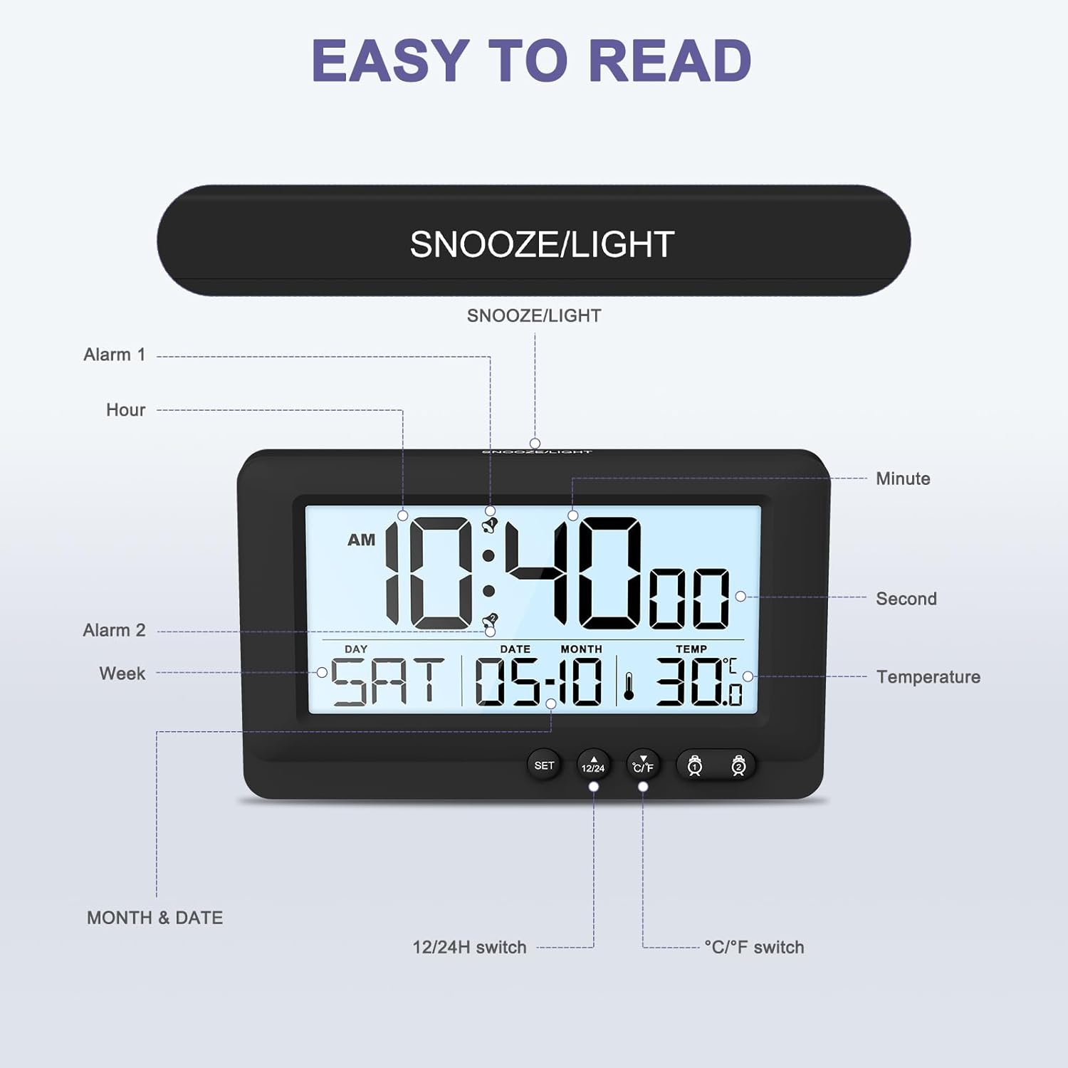 OQIMAX Travel Alarm Clock With 5s Backlight