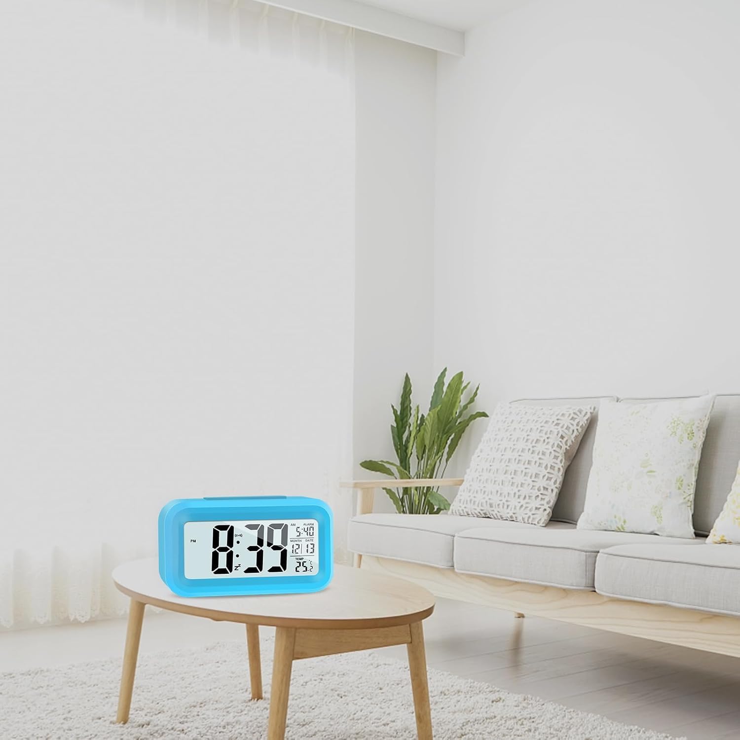 Hooporia Blue Digital Alarm Clock for Bedroom