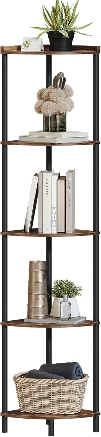 SUNMORY 5 Tier Corner Shelf Stand for Living Room