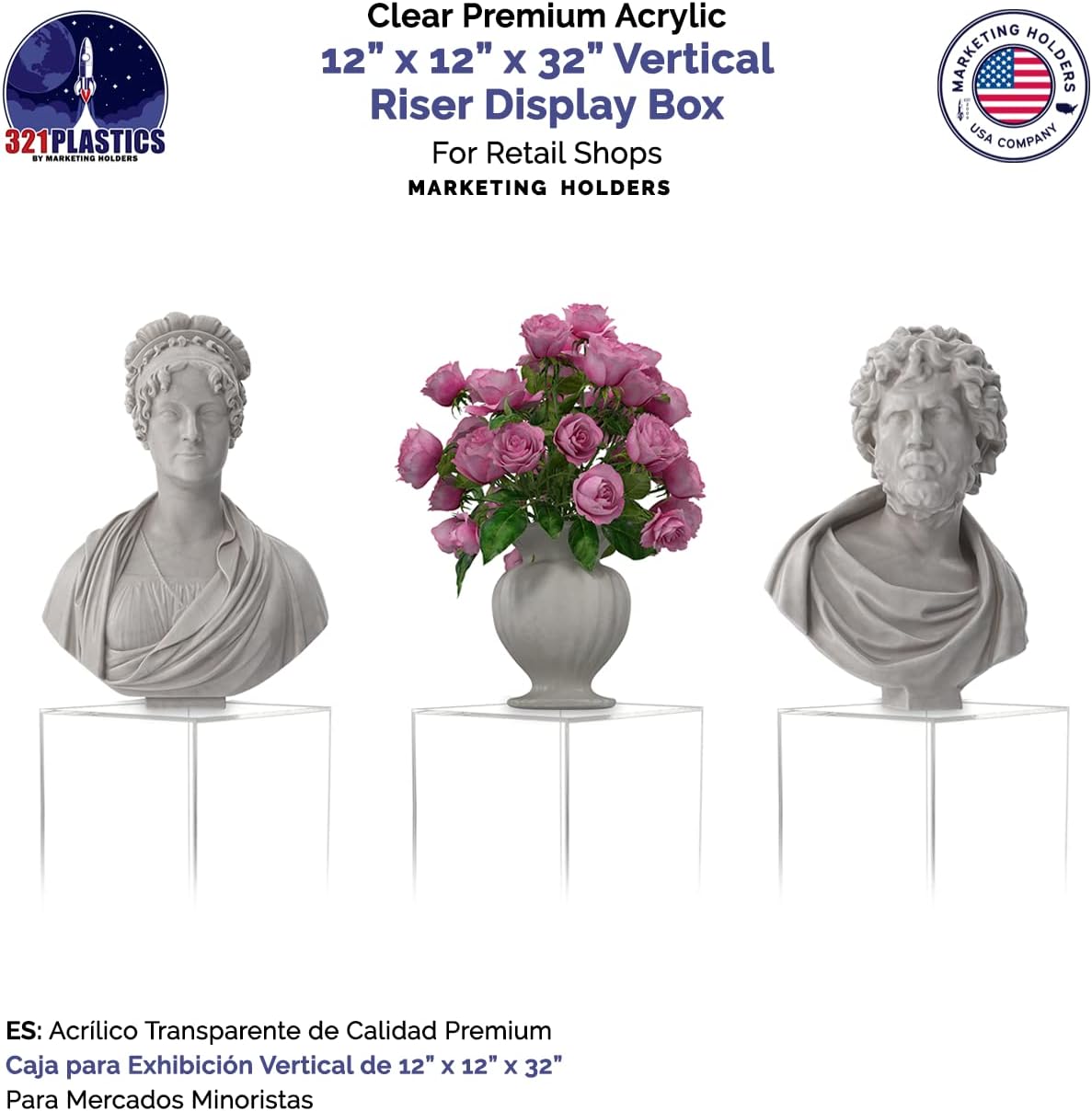 Clear Acrylic Display Cube Pedestal 12x12x32 Inch