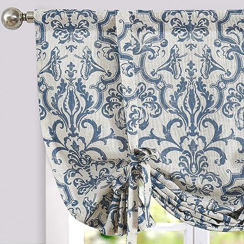 Jinchan Linen Valance Curtain 45 Inch Slate Blue
