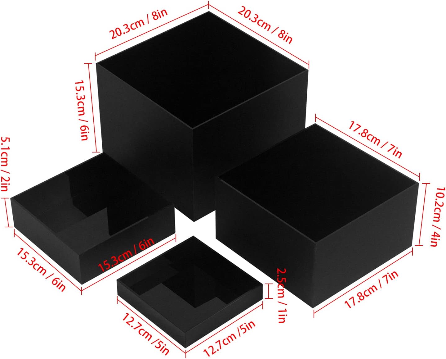 Acrylic Cube Display Boxes Pedestals Black Stackable