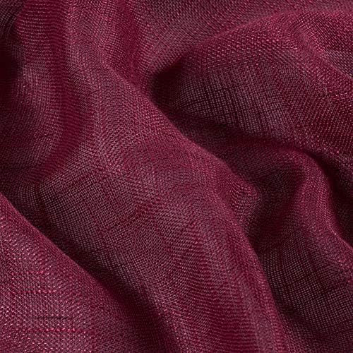 2 Panel Linen Rod Pocket Sheer Curtains Burgundy 52x84