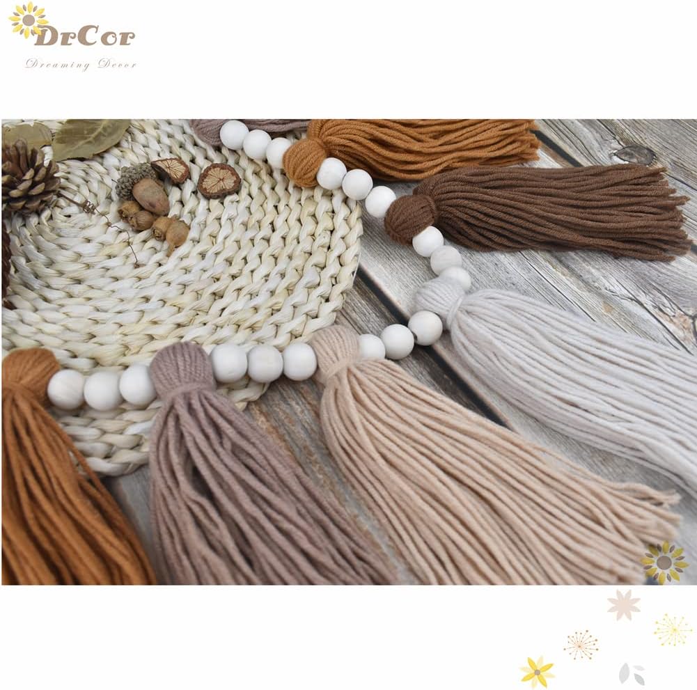 DrCor Boho Tassel Garland - Terracotta Rainbow Wall Decor