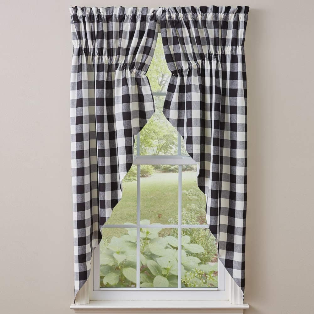 Park Designs Black Buffalo Check Lined Valance Swag 72x63