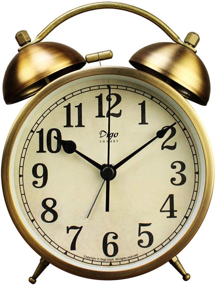 Maxspace Metal Golden Table Clock with Loud Alarm