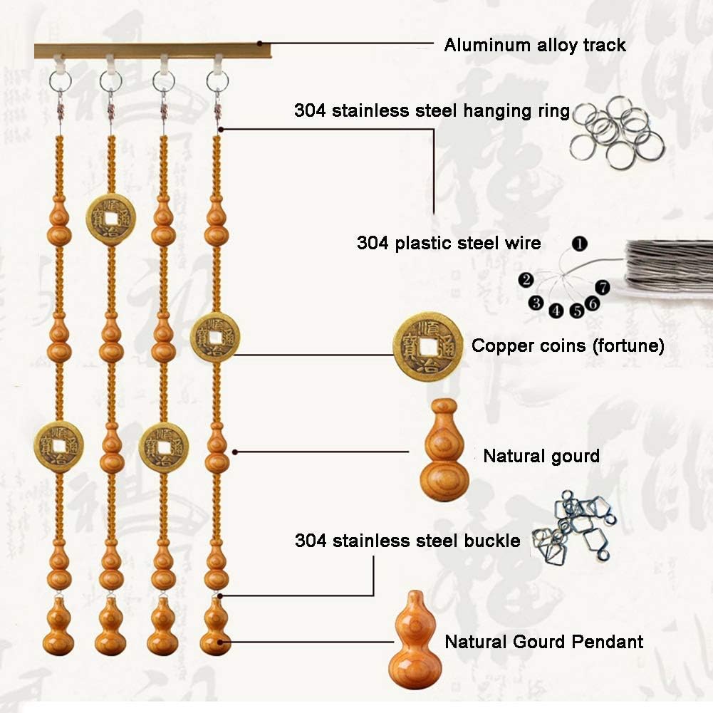 Beaded Curtain Wooden Beads Door Divider with Copper Coins