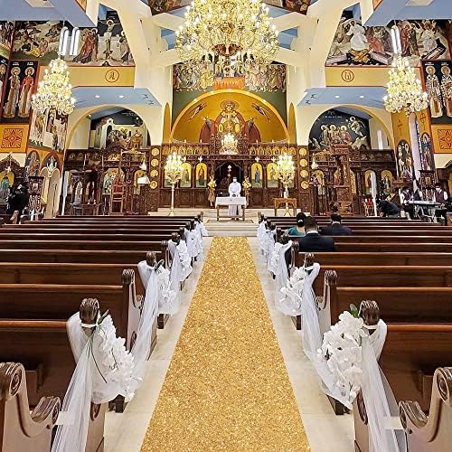 Gold Sequin Aisle Runner 4ft x 15ft Wedding Decor Carpet