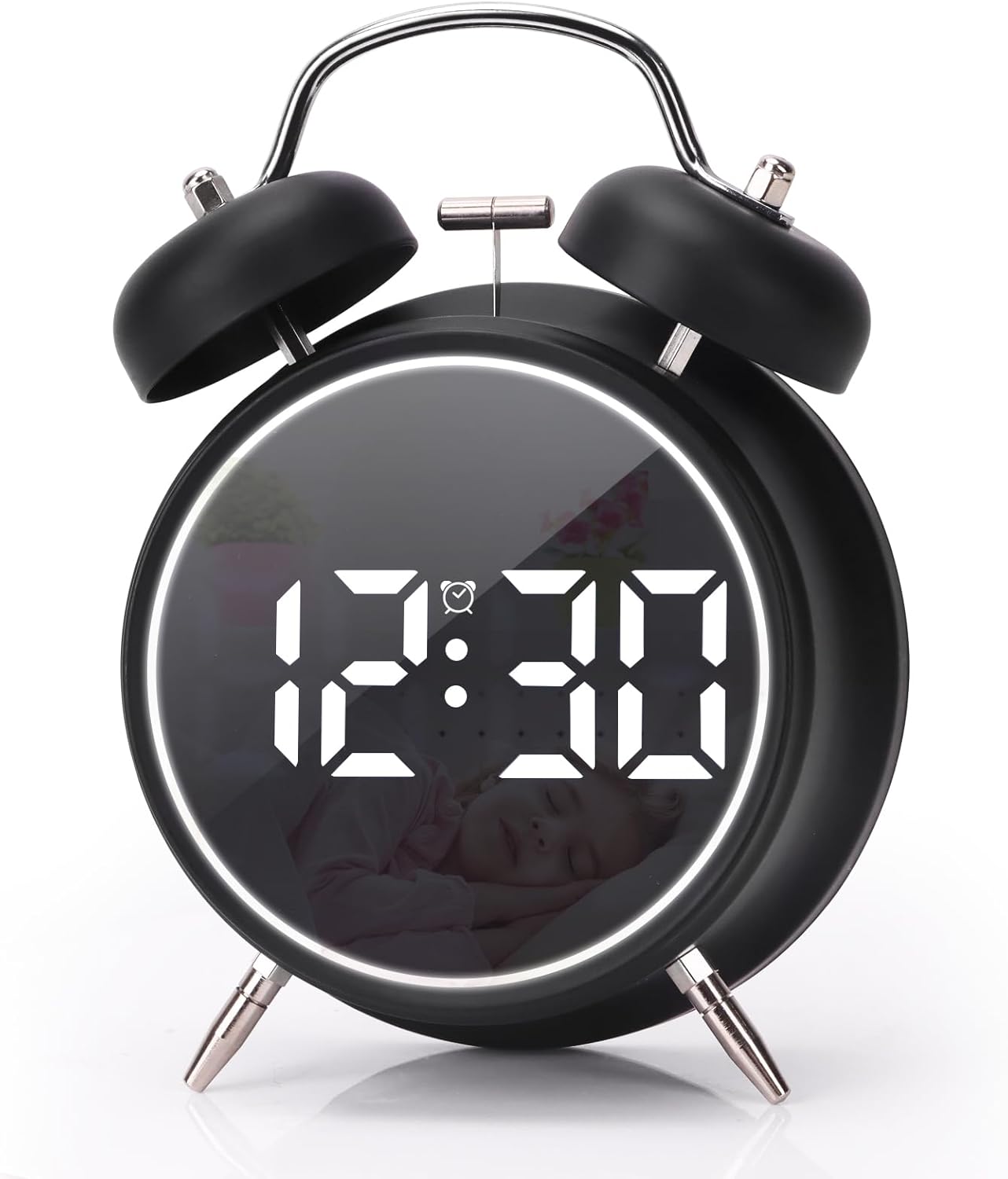 JUSTUP Super Loud Digital Alarm Clock with LED Display and Double Bell