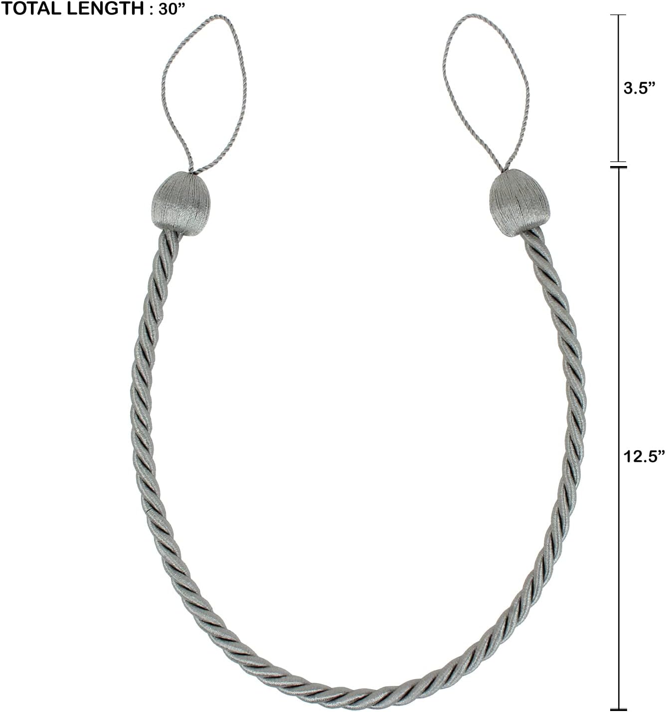 2 Pack Charcoal Polyester Curtain Tiebacks