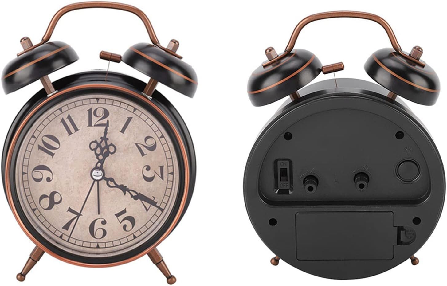 Tbest Double Clock with Night Light and Retro Design
