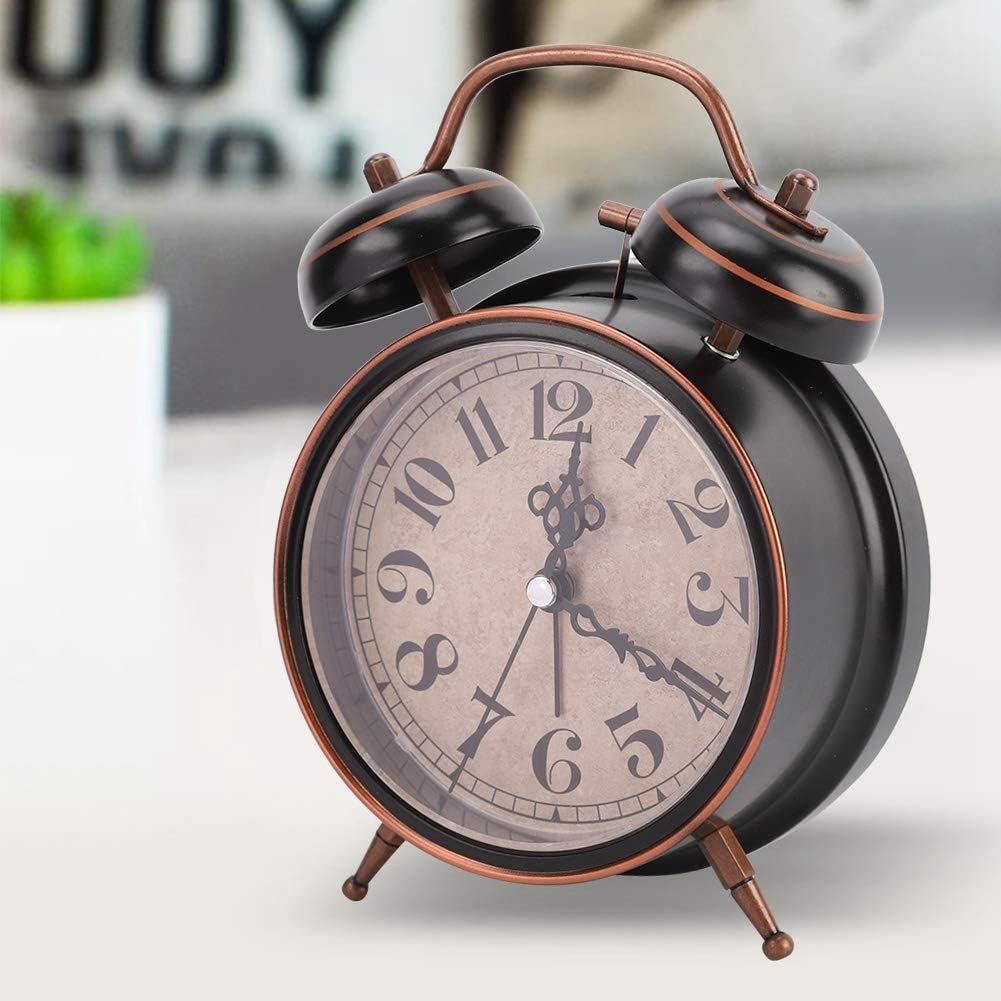Tbest Double Clock with Night Light and Retro Design