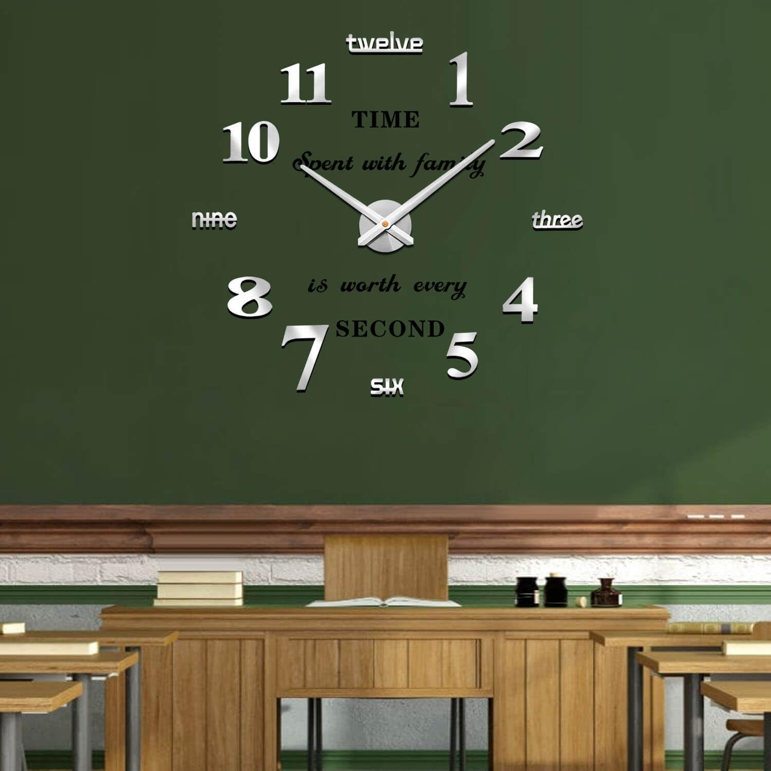 Vangold Large Wall Clocks with Mirror Numbers Black