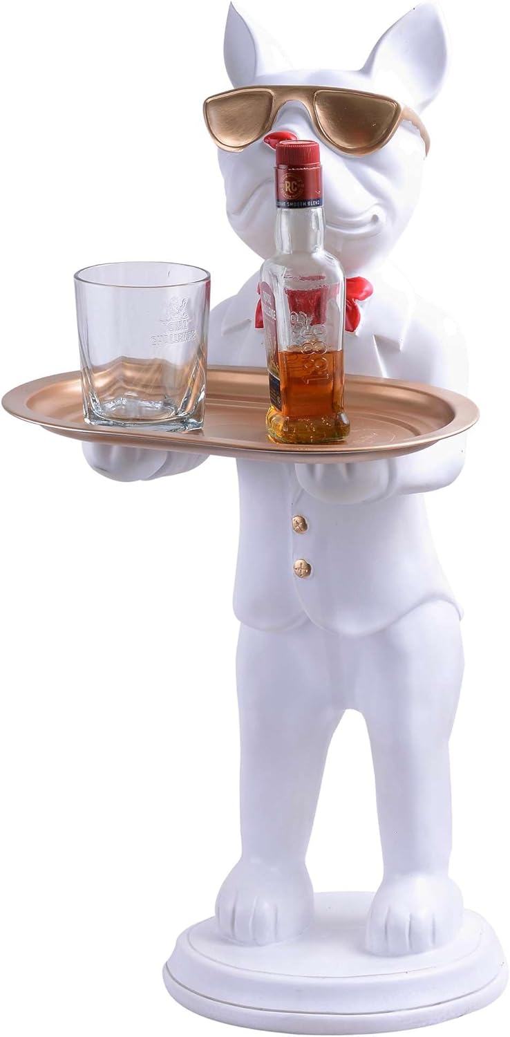 Cool Dog Sculpture with Plate for Home Decor