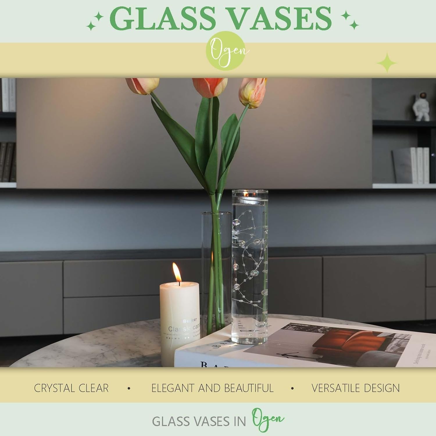 18pcs Clear Glass Vase Cylinder for Centerpieces and Decor