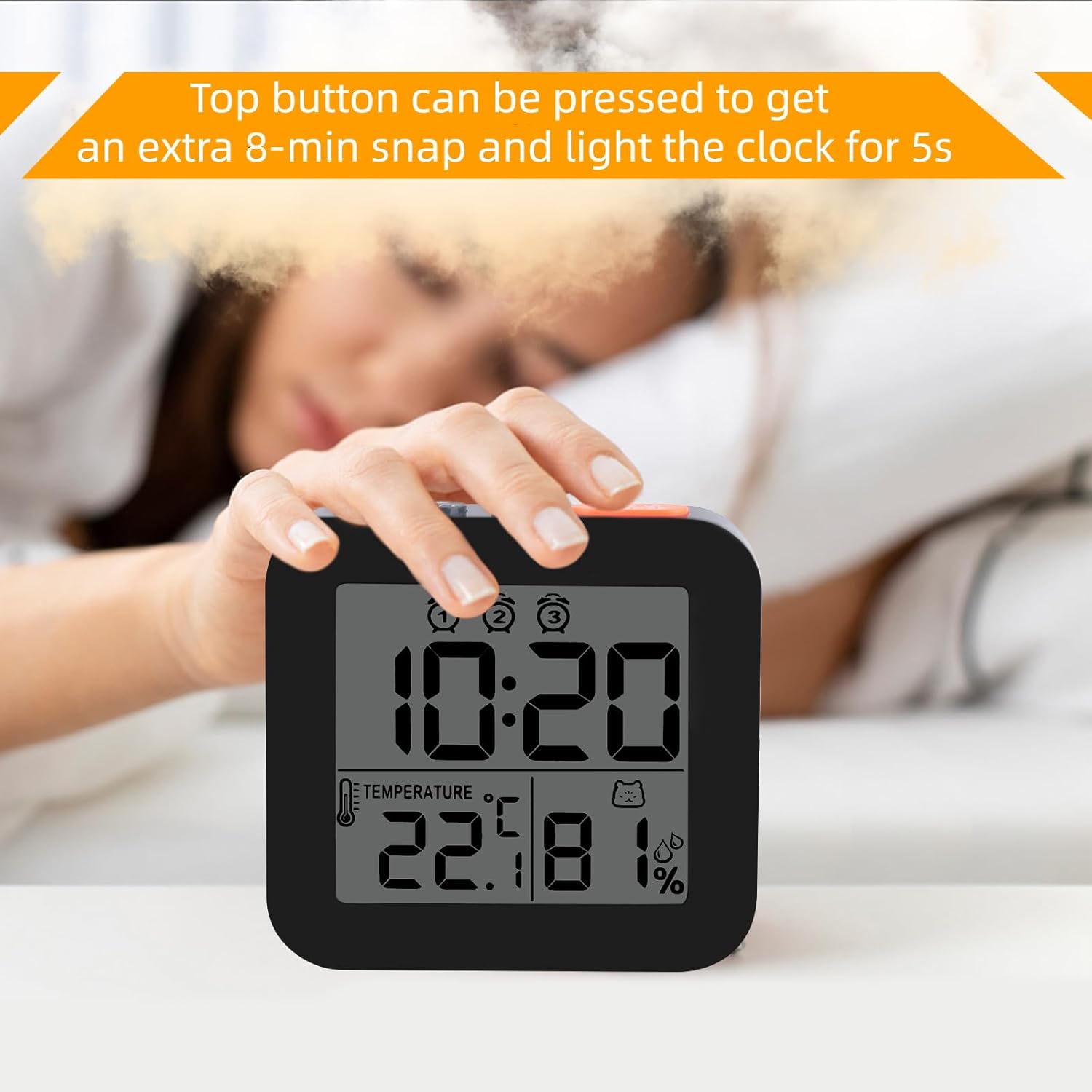 Digital Alarm Clock with 3 Bells and Temperature Display