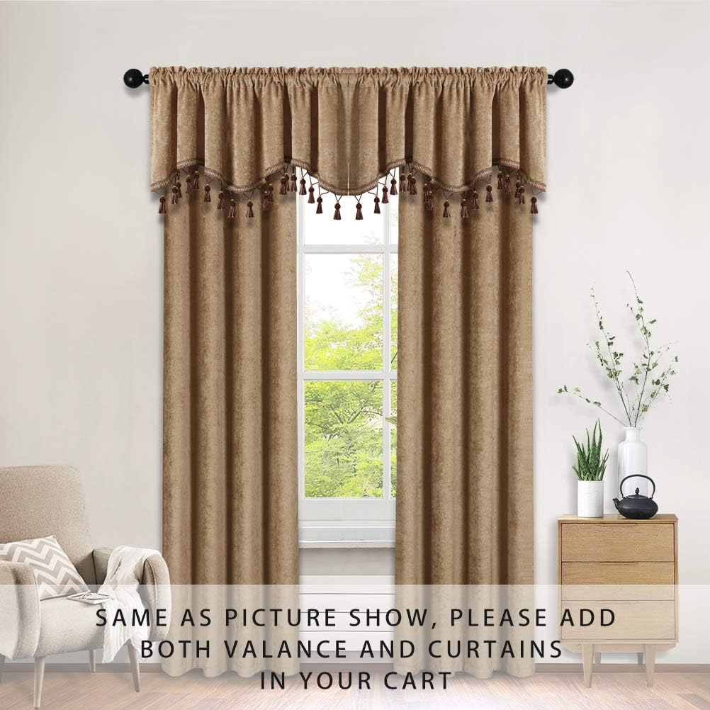 ELKCA Double-Sided Chenille Valance for Kitchen and Living Room
