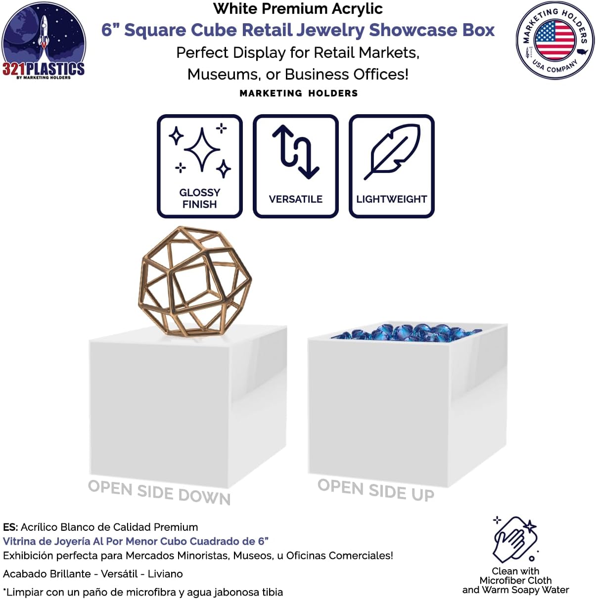 Marketing Holders 6 Inch White Acrylic Display Riser