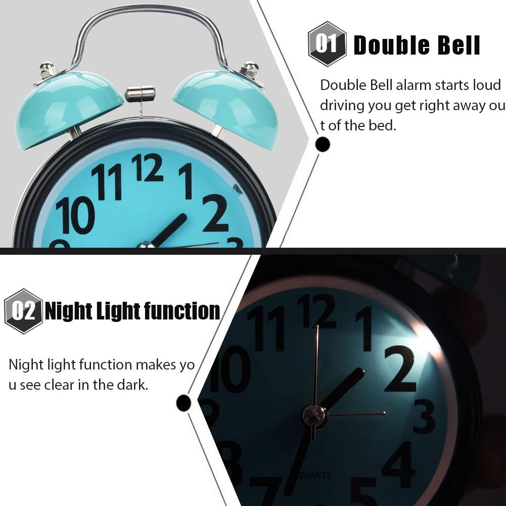AUNMAS Double Alarm Clock Ultra Quiet Night Light